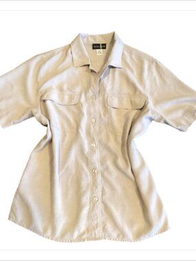 VTG Silk Ncounter Button Up Women's Silk Blouse Sz M Beige 125M